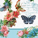 Бабочка цветы голубой бордюр 33*33